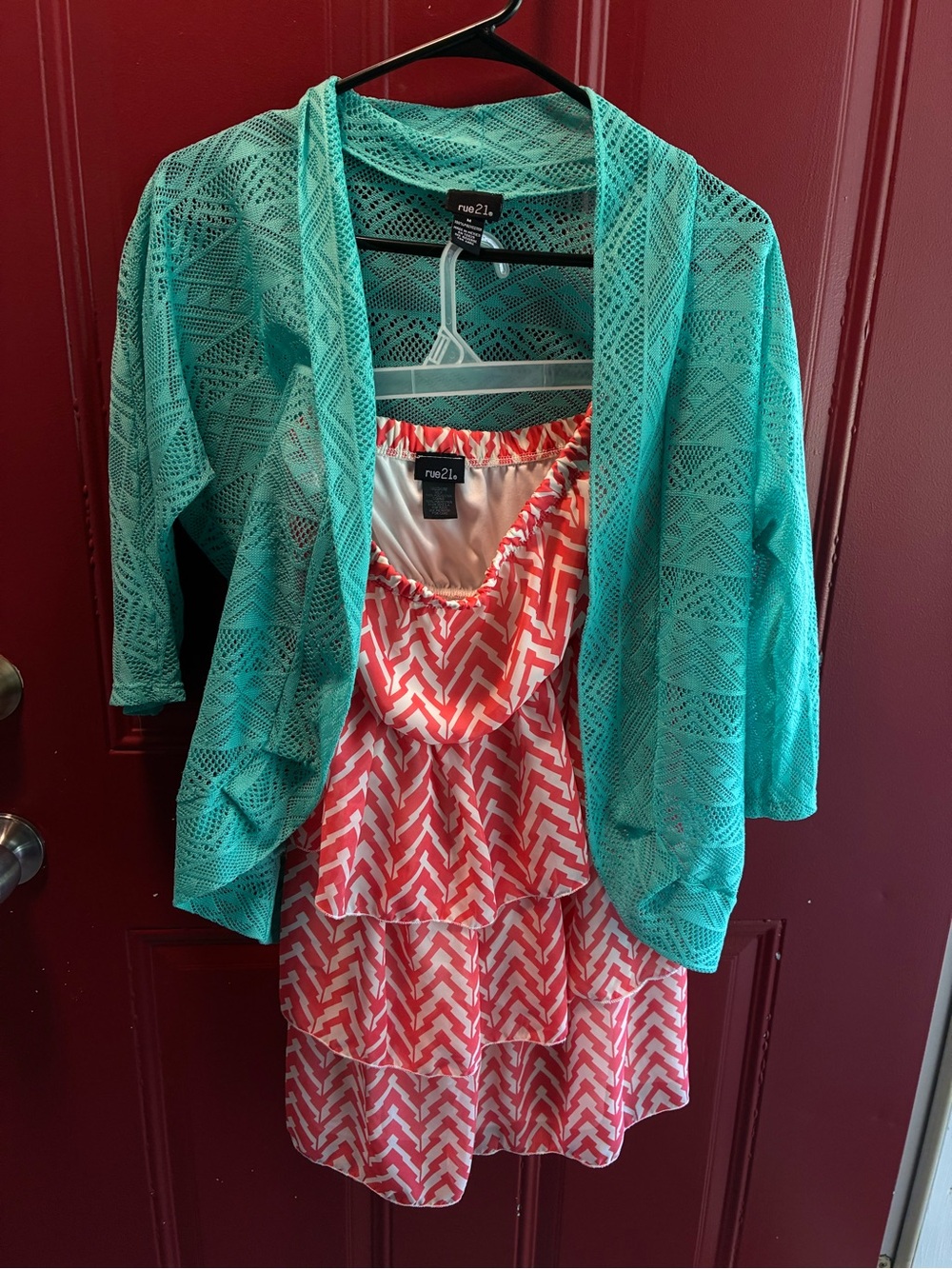 Rue21 Teal Open-Knit Crochet Cardigan